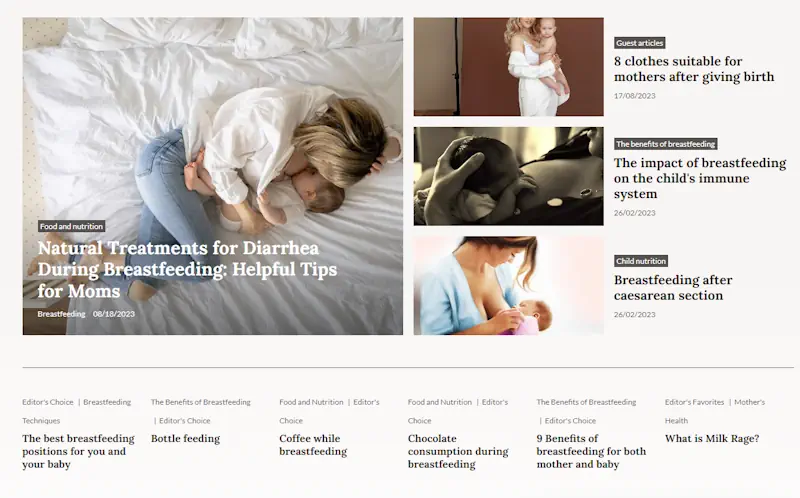 Mother breastfeeding a baby representing a parenting content website