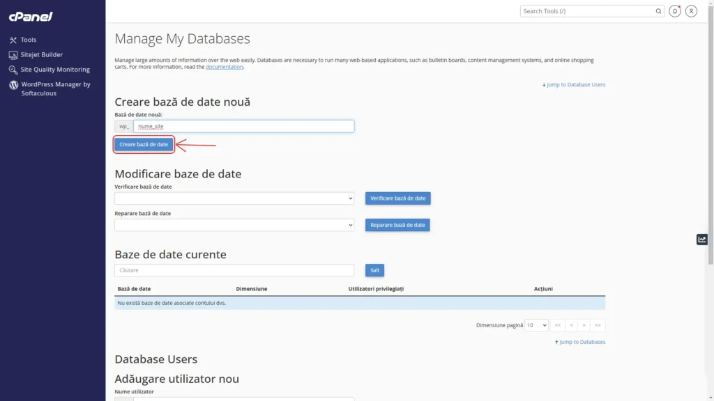 Create the Destination Database