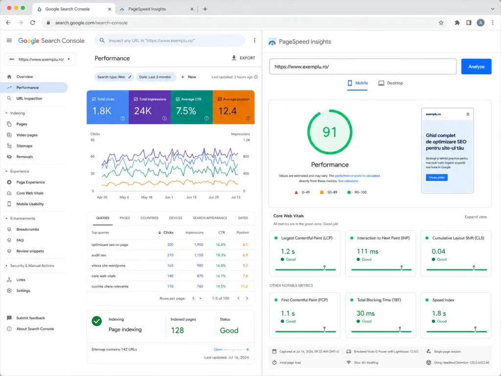 Search Console and PageSpeed Checks